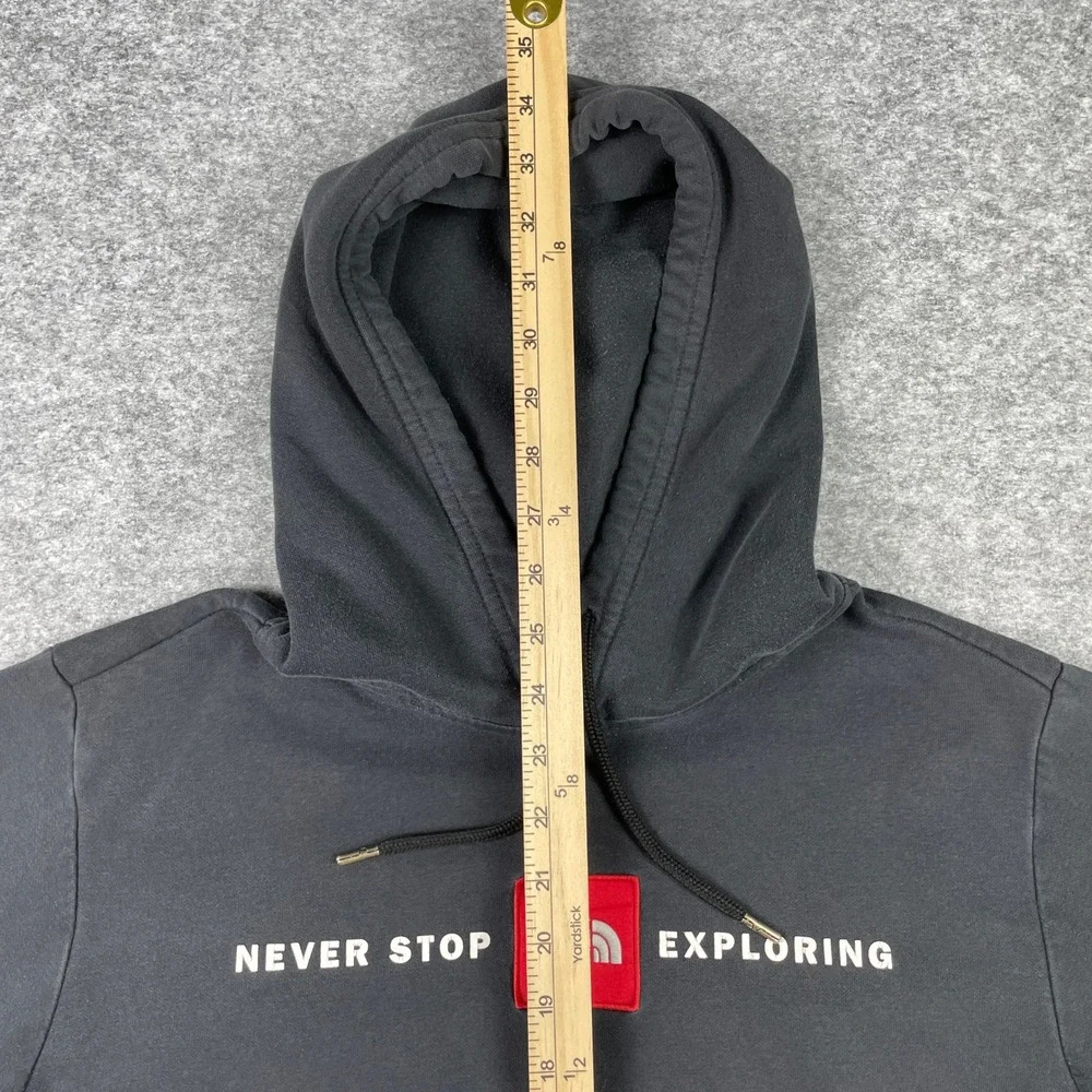 The North Face Hoodie Mens M Black Red Box Never Stop Exploring Pullover A3X9J